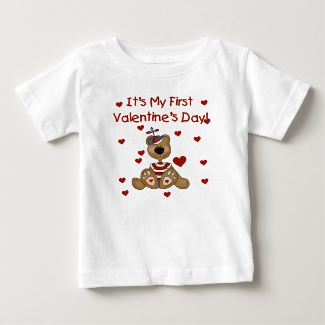Camiseta De Bebé Boy Bear 1 El día de San Valentín (Anverso)