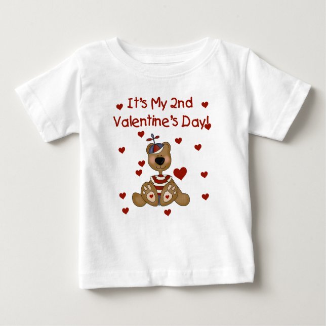 Camiseta De Bebé Boy Bear 2º El día de San Valentín (Anverso)