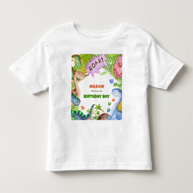 Camiseta De Bebé Boy Dinosaur 4th Birthday Invitation (Anverso)