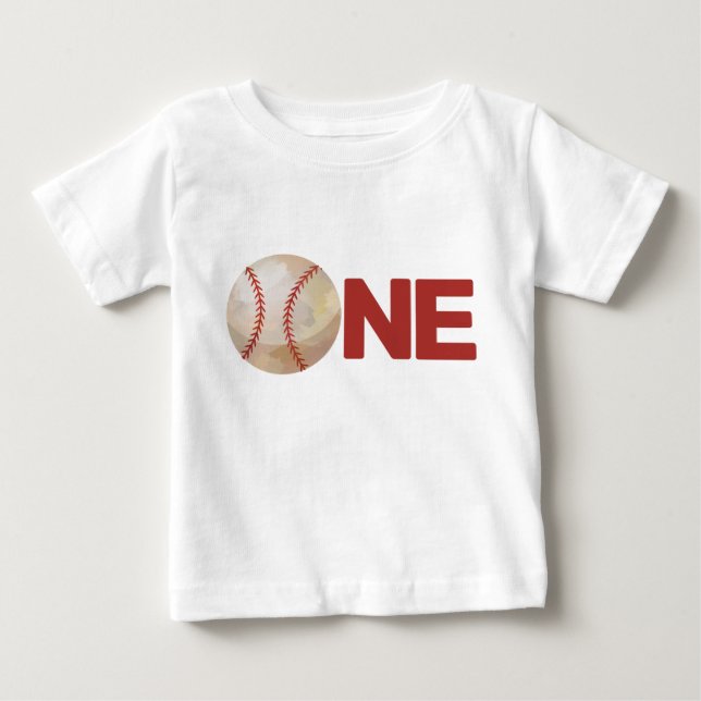 Camiseta De Bebé Boy First Birday Béisbol ONE (Anverso)