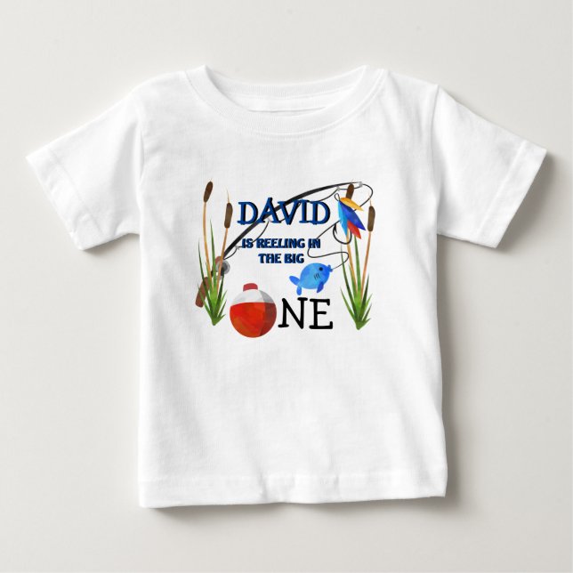 Camiseta De Bebé Boy First Birday El Gran Tema De La Pesca (Anverso)