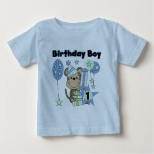 Camiseta De Bebé Boy Monkey con regalos Primer cumpleaños