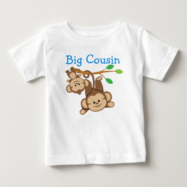 Camiseta De Bebé Boy Monkeys Big Cousin (Anverso)