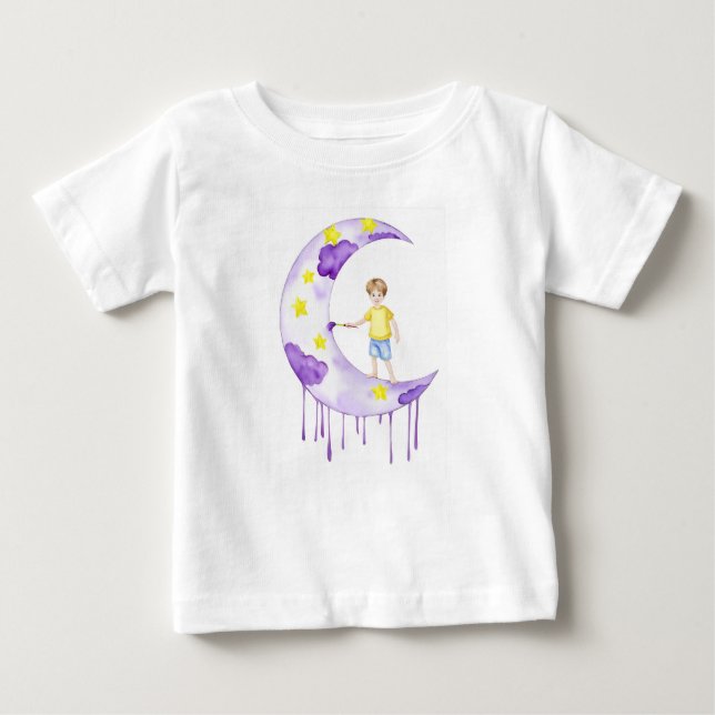 Camiseta De Bebé Boy Painting Crescent Moon  (Anverso)