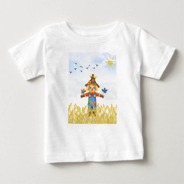 Camiseta De Bebé Boy Scarecrow con pájaros caídos (Anverso)