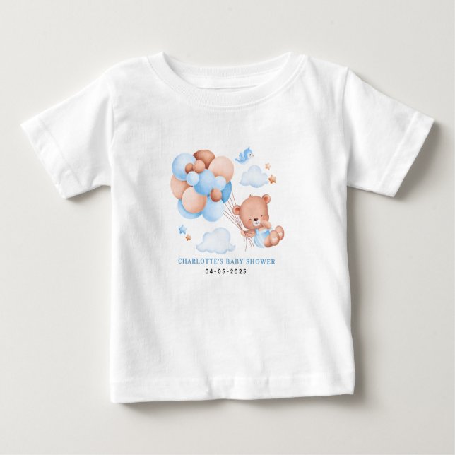 Camiseta De Bebé Boy Teddy Bear “We Can Bearly Wait” Baby Shirt (Anverso)