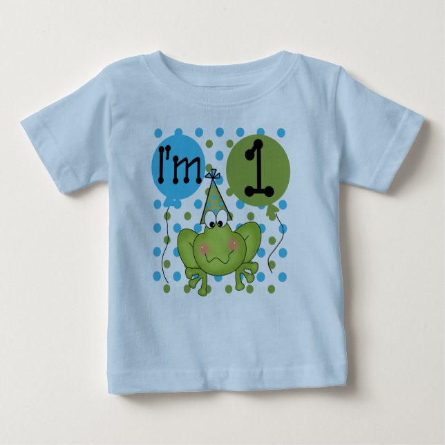 Camiseta De Bebé Boys Frog First Birday (Anverso)