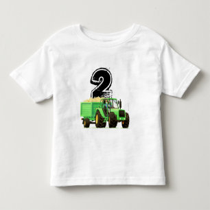 Camiseta De Bebé Boys Personalizado Green Tractor 2º cumpleaños