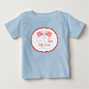 Camiseta De Bebé Boys Preppy Blancos Rojos y Dos Cumpleaños Patriót