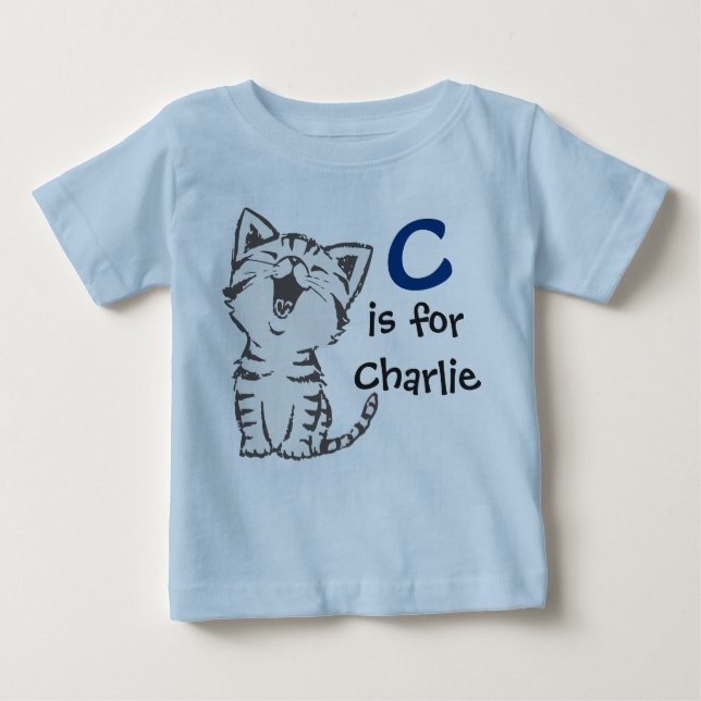 Camiseta De Bebé Boys Tee C es para Charlie con un lindo gato (Anverso)