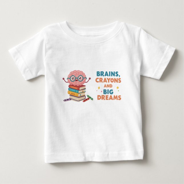 Camiseta De Bebé Brains Crayons and Big Dreams Toddler Tee (Anverso)
