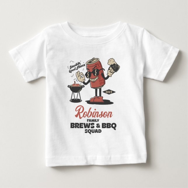 Camiseta De Bebé Breve Y BBQ Squad Funny Barbeque Family Personaliz (Anverso)