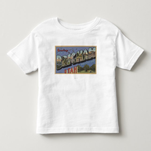 Camiseta De Bebé Brigham, letra ScenesBrigham, UT de UtahLarge (Anverso)