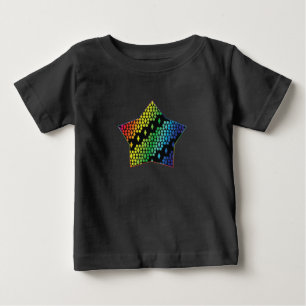 Camiseta De Bebé Brillante arcoiris y estrella del diamante negro