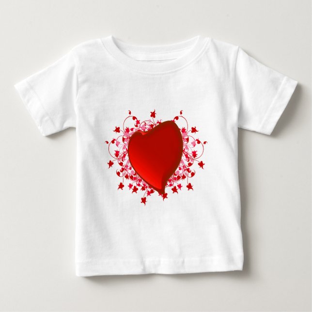 Camiseta De Bebé Brillante Corazón Rojo (Anverso)