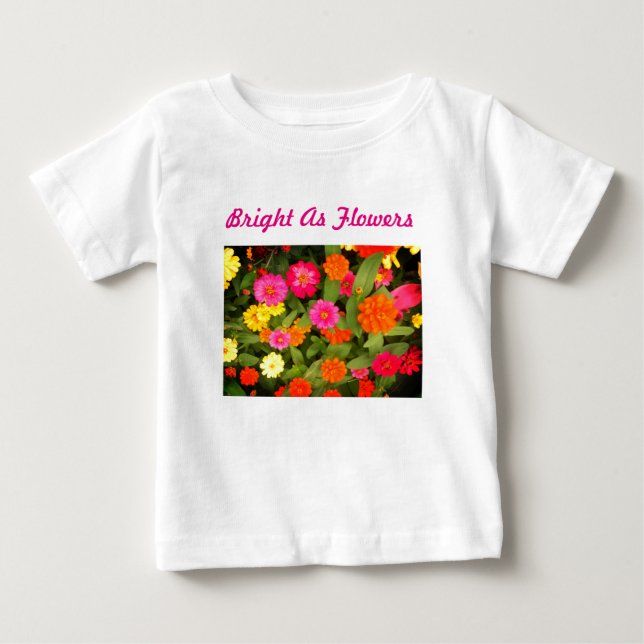 Camiseta De Bebé Brillante mientras las flores rompen al pequeño Ru (Anverso)