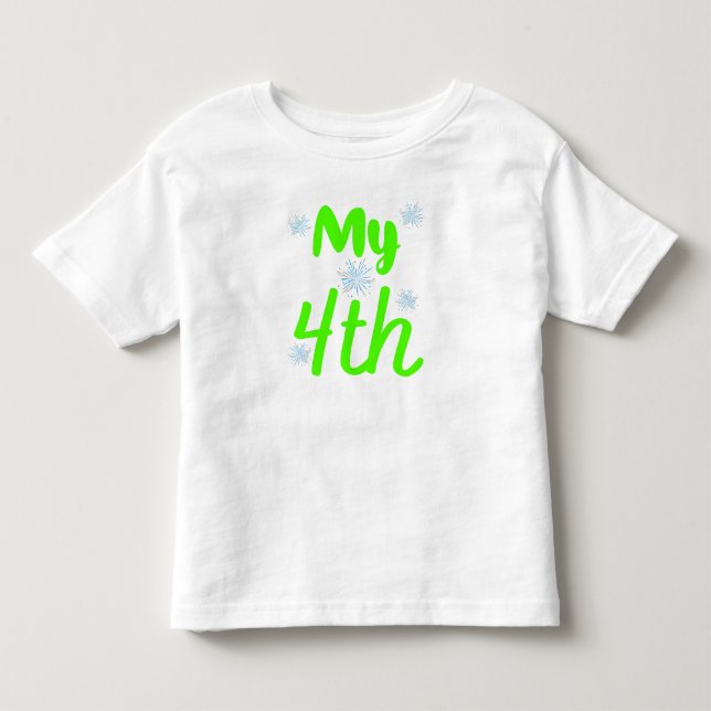 Camiseta De Bebé Brillante Verde Mi Cumpleaños De 4 Años (Anverso)