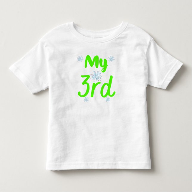 Camiseta De Bebé Brillante Verde Mi Cumpleaños De Tres Años (Anverso)