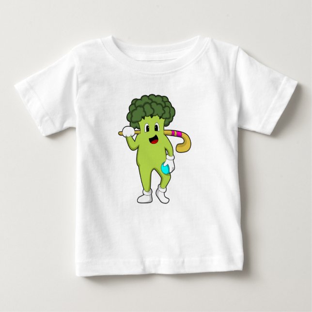 Camiseta De Bebé Broccoli en hockey con bate de hockey (Anverso)