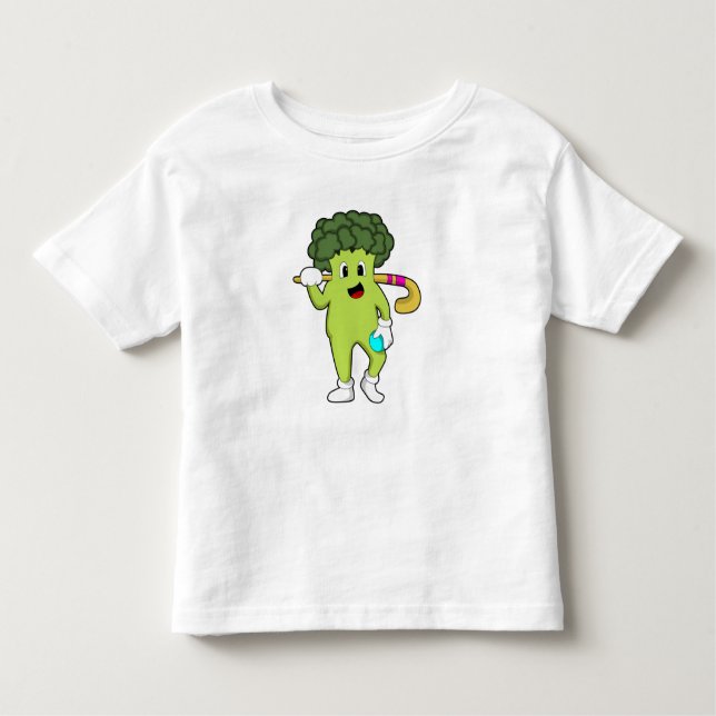 Camiseta De Bebé Broccoli en hockey con bate de hockey (Anverso)