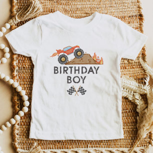 Camiseta De Bebé BRODI Red Monster Truck Birthday Boy