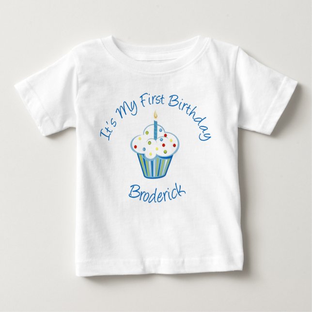 Camiseta De Bebé Brodys First Bday Shirt (Anverso)