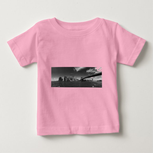 Camiseta De Bebé Brooklyn Panorámico Black White (Anverso)