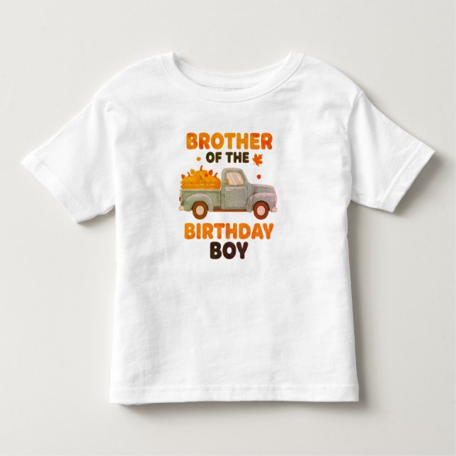 Camiseta De Bebé Brother of the Birthday Boy Shirt, Fall Pumpkin (Anverso)