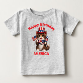 Camiseta De Bebé Brown Kitten (1g) Patriotic Kid T-Shirt