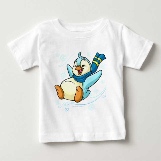 Camiseta De Bebé Bruce azul que resbala a través del hielo (Anverso)
