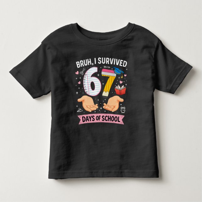 Camiseta De Bebé Bruh I survived 67 days of school (Anverso)