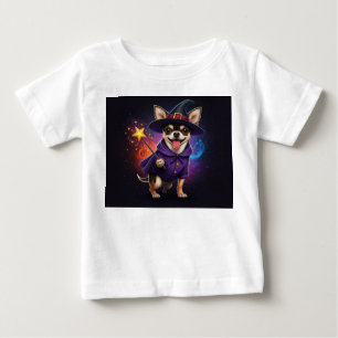 Camiseta De Bebé bruja chihuahua lanzando un hechizo