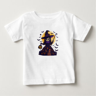 Camiseta De Bebé Bruja Esqueleto de Luna Llena de Halloween de Reco
