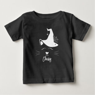 Camiseta De Bebé Bruja gata, Personalizado Halloween Baby Boy T-Shi