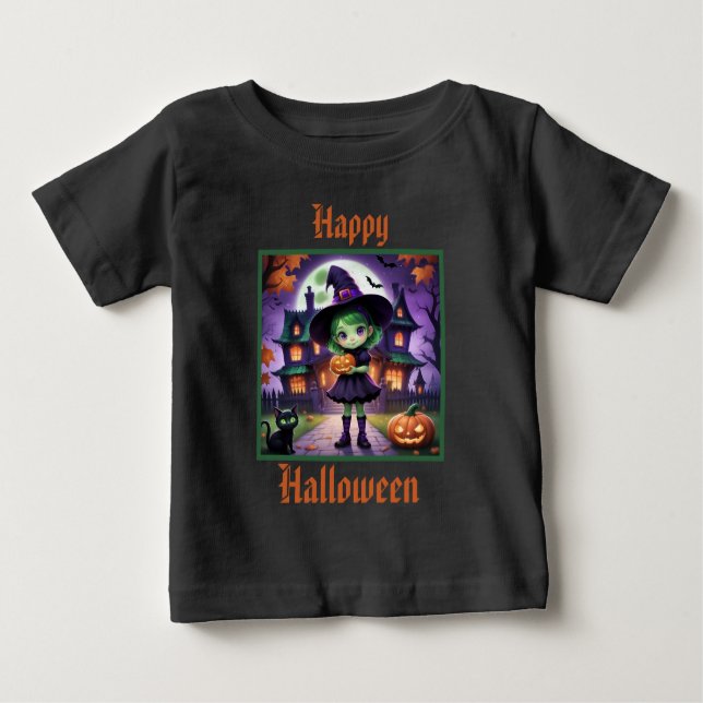 Camiseta De Bebé Bruja Pequeña Adorable Halloween (Anverso)