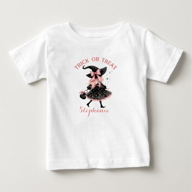 Camiseta De Bebé Bruja Pequeña de Halloween Preciosa - Truco o Dulc (Anverso)