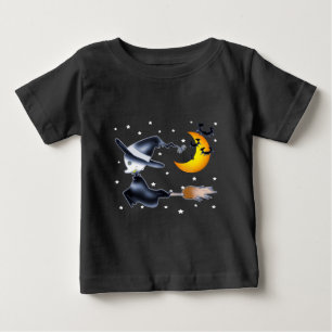 Camiseta De Bebé Bruja Voladora en Noche de Halloween