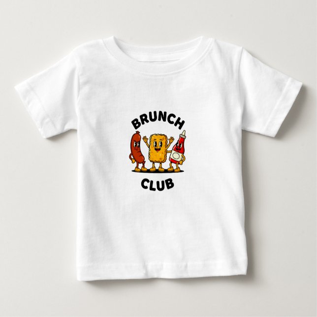 Camiseta De Bebé Brunch Club Retro Cartoon Food Fun Design (Anverso)