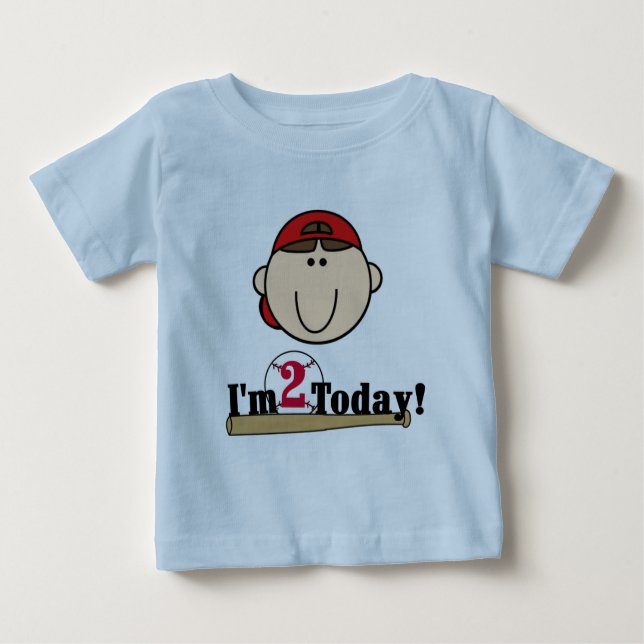 Camiseta De Bebé Brunette Boy Béisbol Segundo cumpleaños (Anverso)