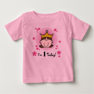 Camiseta De Bebé Brunette Princess 1º cumpleaños