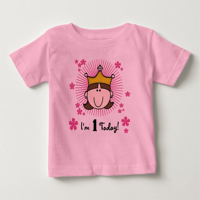 Camiseta De Bebé Brunette Princess 1º cumpleaños (Anverso)