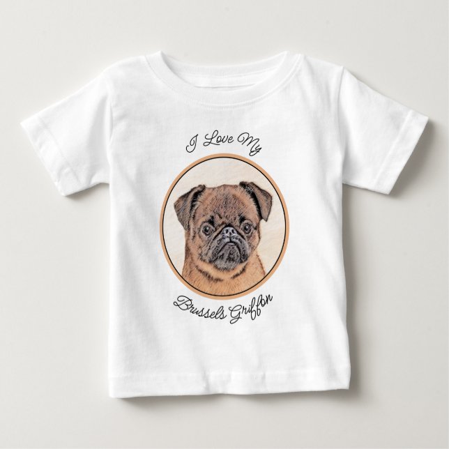 Camiseta De Bebé Bruselas Griffon Smooth Painting Original Dog Art (Anverso)