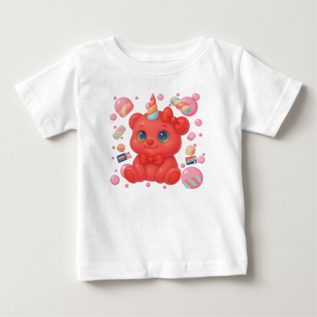 Camiseta De Bebé Bubblegum Unicorn Bear (Anverso)