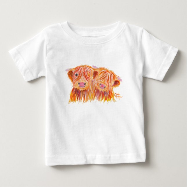Camiseta De Bebé 'Buddies' de las vacas Highland, por Shirley MacAr (Anverso)
