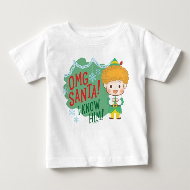 Camiseta De Bebé Buddy el Elfo ¡OMG Santa! ¡Lo conozco! (Anverso)