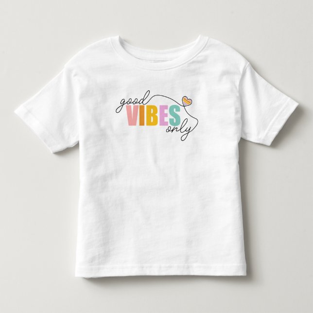 Camiseta De Bebé Buenos vibraciones solo corazón arcoiris (Anverso)