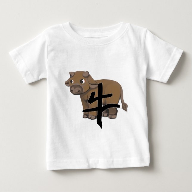 Camiseta De Bebé Buey con el carácter (Anverso)
