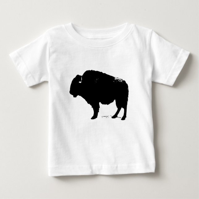 Camiseta De Bebé Búfalo de arte pop negro y blanco (Anverso)
