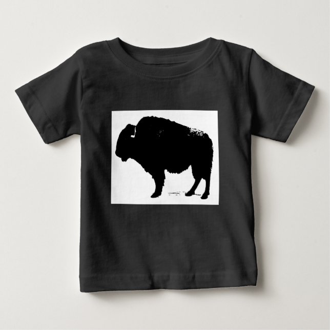 Camiseta De Bebé Búfalo de arte pop negro y blanco (Anverso)