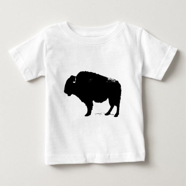 Camiseta De Bebé Búfalo de arte pop negro y blanco (Anverso)